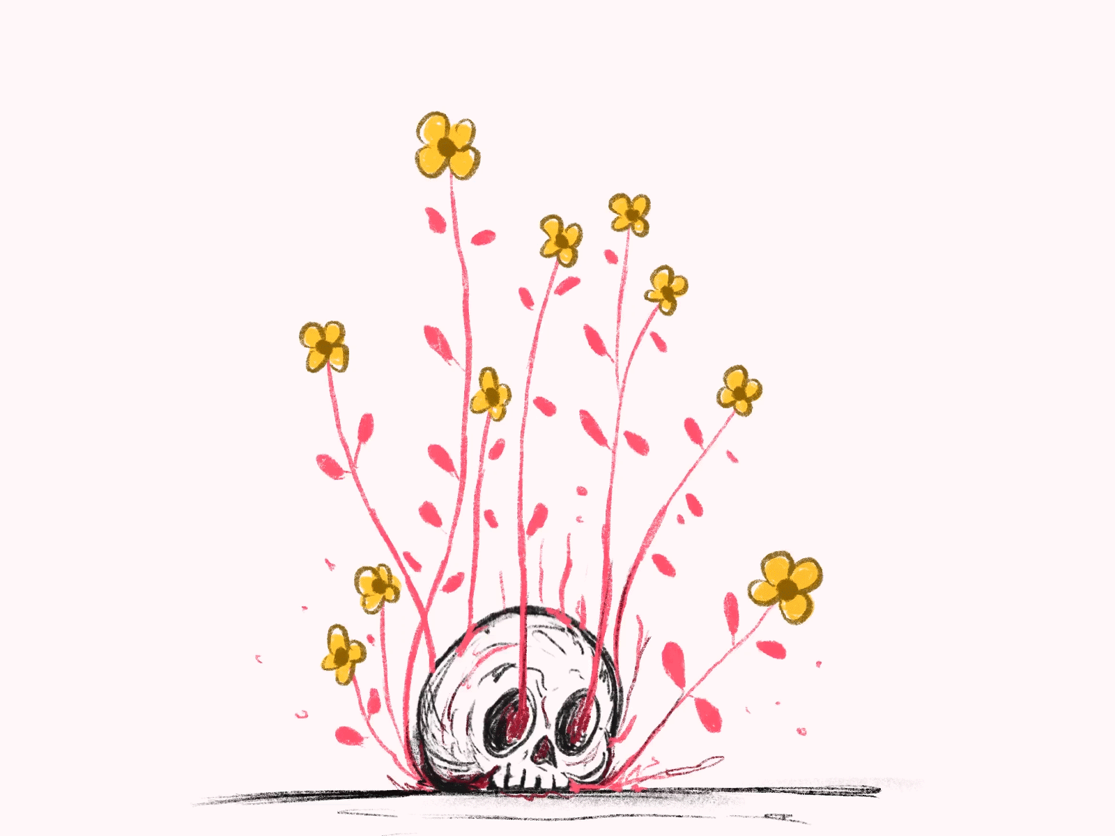 Afterlife Garden 2d art ae afterlife character flowers illustration ipadart loop animation motion graphics procreate skull smooth animation