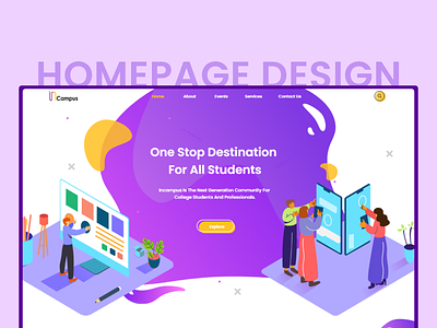 InCampus HomePage Design app design graphic design homepage design illustrations ui design ux design web design website design