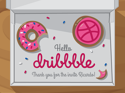 Hello Dribbble! debut donut first shot hello illustrator invite thank you