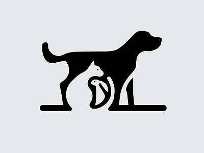 Pet Logo bunny cat dog logo negative pets rabbit space