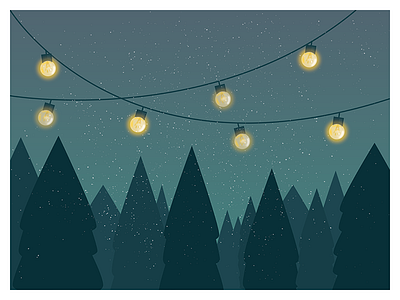 Snowy Tree Lot cafelights christmas christmastree illustration lights