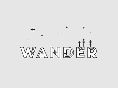 Wander discover explore monoline simplicity stars trees wander