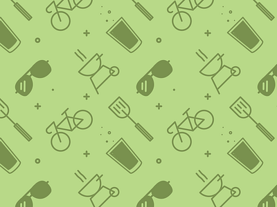 All the Summer Things beer bikes celebration grilling iconography icons illustration monoline pattern summer vector pattern