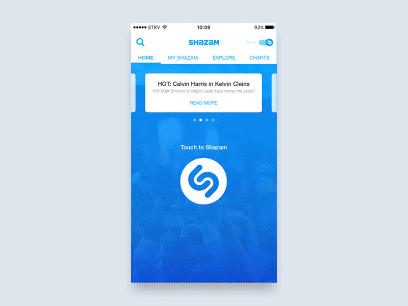 Shazam iOS Redesign animation apple blue music redesign shazam sound soundhound spotify waves