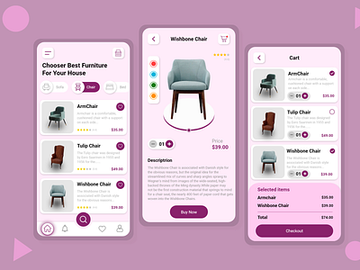 Online Furniture Shop App 3d animation branding graphic design ui