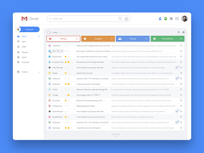 Gmail Redesign Concept attachment branding email gmail hangout hover inbox profile redesign concept search