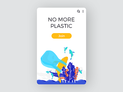 No More Plastic blue fish illustration issue join ocean plastic plastic cover waves yellow