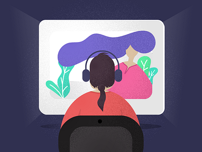 Movie Time abstract bengaluru graphic design headphone illustration leaf watching movie