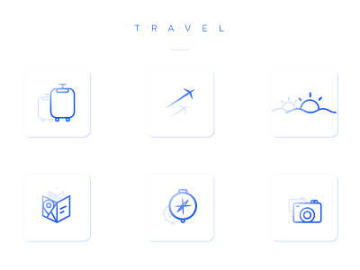 Travel Icons bag beach camera flight gradient icons map navigator simple sun travel