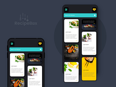 Recipe app UI Black