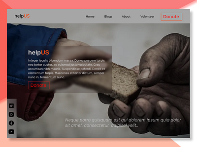 Charity website landing page