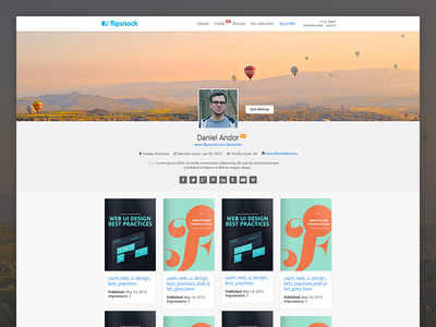 FlipSnack profile design flipsnack interface profile ui ux website