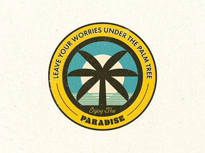 Palm Tree Summer Badge badge beach label ocean palm tree paradise summer sun sunset