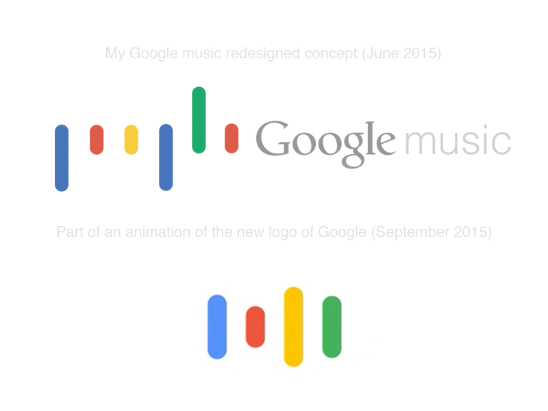 Google music concept Vs. New Google logo music flat concept redesign google