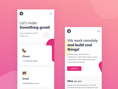 About Us and Contact about us app contact design illustration minimal responsive ruby saeloun typography ui ux vector vlockn web