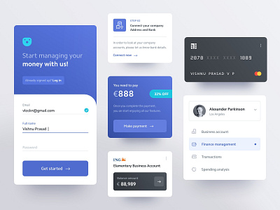 Fintech Mobile Components app components credit card finance fintech mobile mobile app money pricing profile sign up ui ux