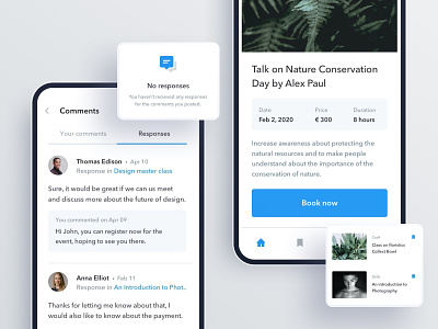 Events and Responses app comments design event minimal mobile responses ui ux