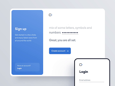 Signup Interaction animation app bot interaction minimal signup ui ux website