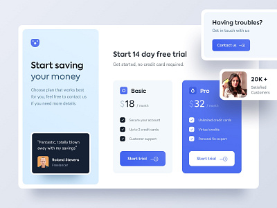 Pricing Page credit card fintech money payments pricing ui ux website