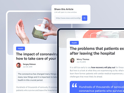 Article Page app article components media minimal mobile news tablet ui ux