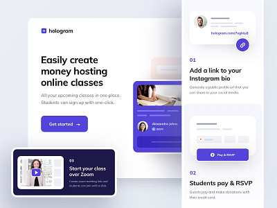 Hologram website hologram landing page marketing page online class ui ux web design
