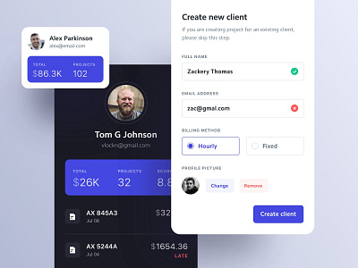 Create Client app clients components create fintech invoice mobile payments ui ux