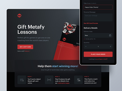 Metafy Gift Cards dark mode design gift cards landing page metafy payment ui ux website