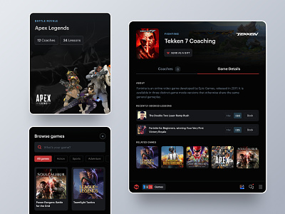 Metafy Redesign coaching esports games landing page metafy mobile tablet tabs tekken ui ux web