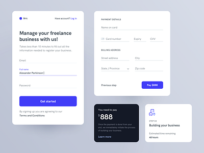 Form Elements components credit card form freelance login mobile payment sign up ui ux