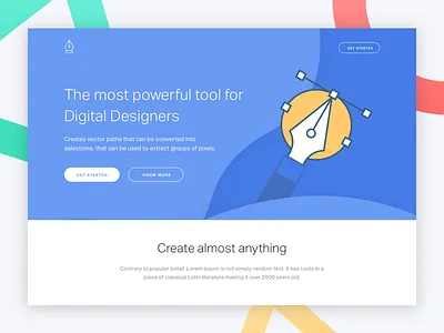 Pentool Landing WIP animation concept design fun icon illustration illustrator landing minimal mockup page pen tool ui ux vector vlockn web