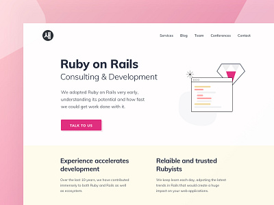 Saeloun / Ruby on Rails app clean design flat illustraion minimal modern ruby service typography ui ux vector vlockn web web development