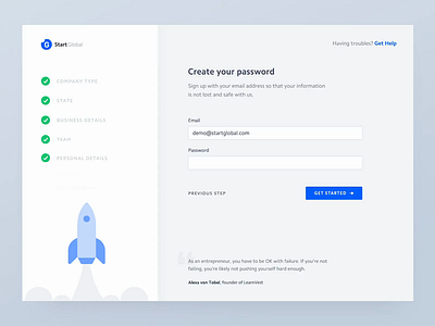 Final steps in Onboarding animation company create account design forms icon interaction launch onboarding product resgister sieve sign up startglobal steps ui ux visual design vlockn