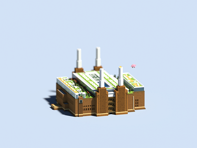 Public Building | Battersea Power Station 3d architecture building design illustration museum space voxel