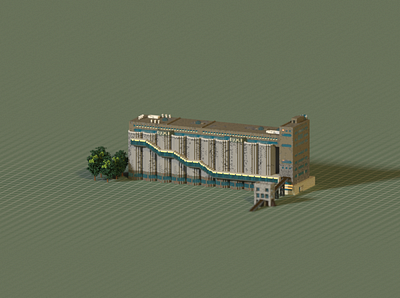 Public Building | 80000-tons Silo Warehouse architecture building magicavoxel space voxel voxelart