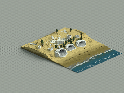 Public Building | UCCA Dune Art Museum 3d architecture building design illustration magicavoxel museum space voxel