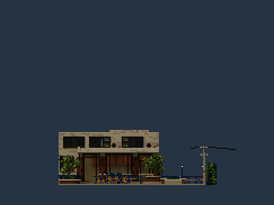 Shopfront | Bigsmall Cafe 3d architecture building design illustration pixel pixelart space voxel