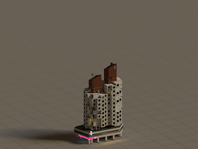 Public Building | Nakagin Capsule Tower 3d architecture building design illustration magicavoxel space voxel