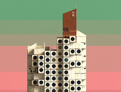 Scene | Nakagin Capsule Tower 3d architecture building design illustration magicavoxel pixel space voxel