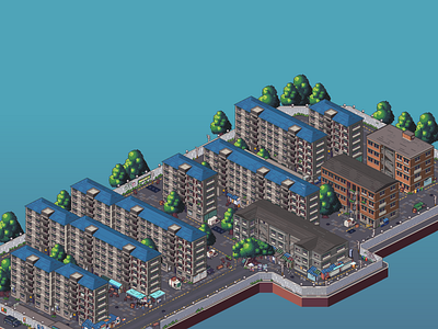 HUASU residential district in FUZHOU, CHINA architecture aseprite building design illustration pixel pixelart space