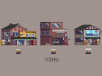 Pixel | Retro Shopfronts architecture aseprite building design pixel pixelart space