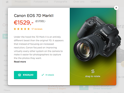 Camera pop-up product shot button buy camera clean flat minimal modern popup ui ux web