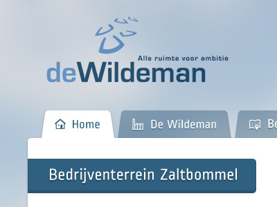 Menu website de Wildeman logo menu tabs