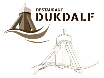 Logo + sketch Dukdalf logo restaurant sketch