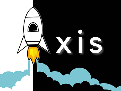 Axis: Rocketship logo (Rocket flying on an axis) branding design illustration logo ui