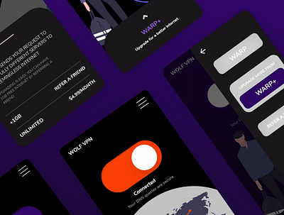 Wolf VPN 3d adobexd animation app appdesign behance branding design dribbble graphic design icon illustration iphone logo mobile mockup motion graphics nord ui vpn