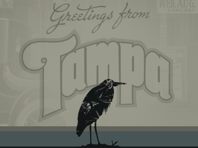 Greetings from Tampa footer hand drawn type silhouette