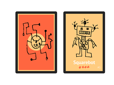 Robot Card (Back/Front) black border card collage drawing kids robot rounded corners stroke
