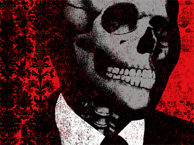 Skull Suits black red screen print skull suit white