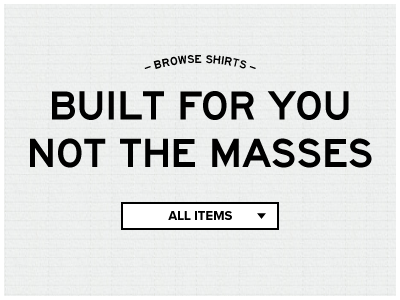 Built For You ecommerce grayscale men tagline typography