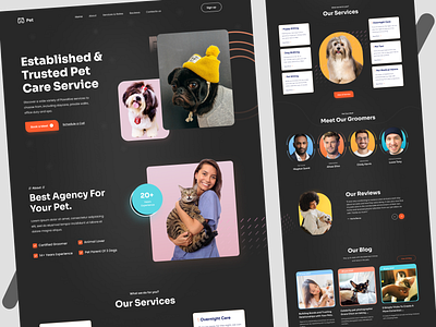 Pet Care Service Landing Page 2021trend design figma landingpage petcareservice petlandingpage ui uiux uiuxdesign ux